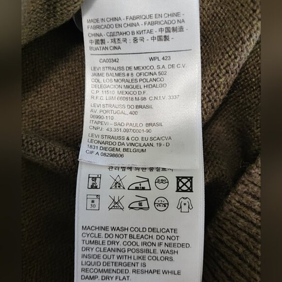 Levi's Men's Sweater Size M Crew Neck Cotton & Wool Khaki Brown Preppy - Picture 4 of 11